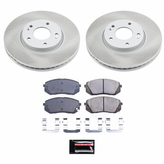 PowerStop semi-coated front brake rotor kit for Kia Sportage 2011-2016, performance brake kit with blank rotors.