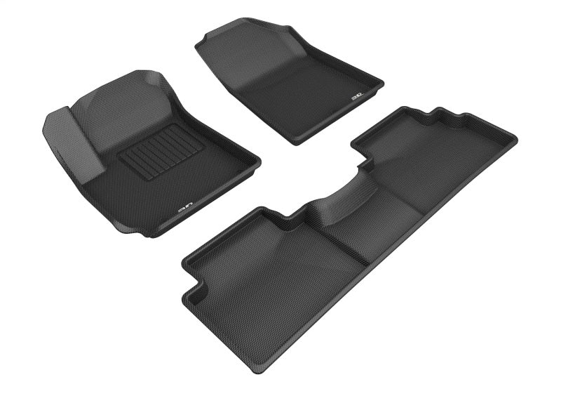 3D MAXpider black rubber floor mats for Kia Soul 2020-2025, full set with textured surface and custom fit.
