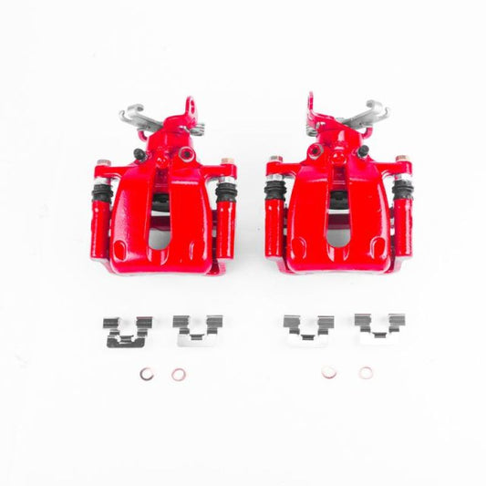 PowerStop rear red brake calipers with brackets for Buick LaCrosse 2012-2016, performance brake calipers pair.