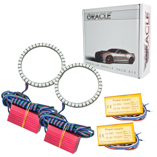 Oracle Lighting LED waterproof fog light halo kit with ColorSHIFT for Jeep Wrangler JK 07-18, featuring bright, customizable fog light halos.