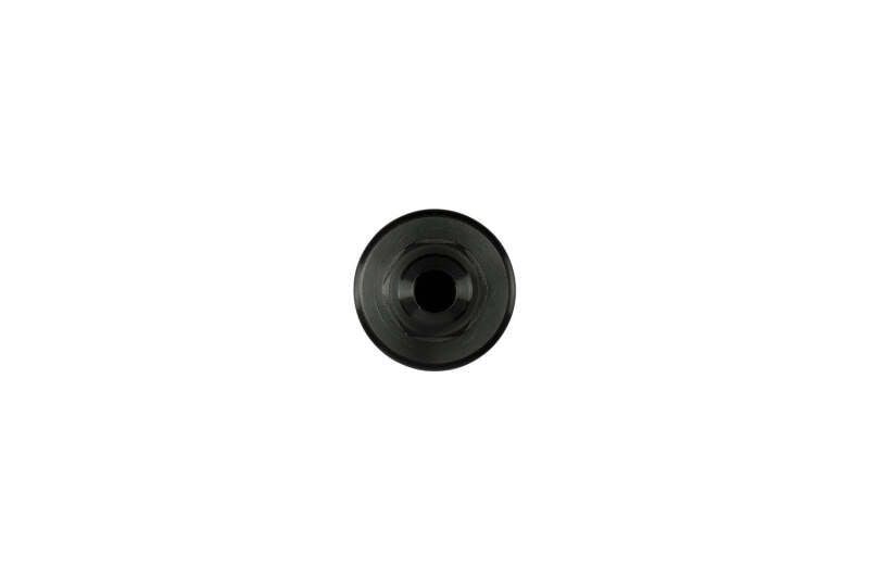 Turbosmart 10um 10AN inline fuel filter in black, designed for automotive fuel systems, showing the compact filter with fittings.