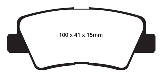 EBC Redstuff rear brake pads for Hyundai Azera 3.3, performance brake pads featuring red friction material and metal backing plate