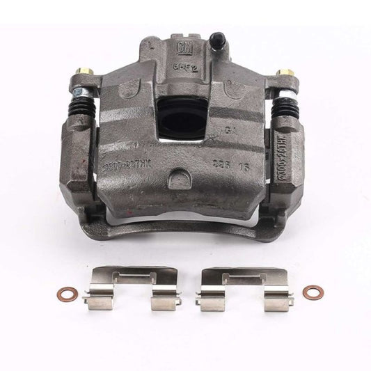 PowerStop front left OE brake caliper with bracket for 2017 Buick LaCrosse, showing detailed metal components and mounting points.