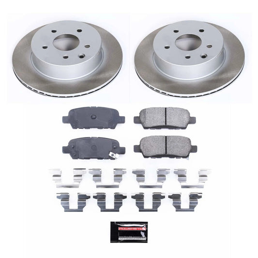 PowerStop brake kit featuring semi-coated rear rotors for Nissan 350Z 2003-2005, performance brake components.
