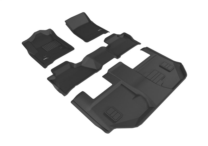 3D MAXpider rubber floor mats for 15-20 Chevrolet Suburban with bench 2nd row, Kagu black full set, durable vehicle interior protection