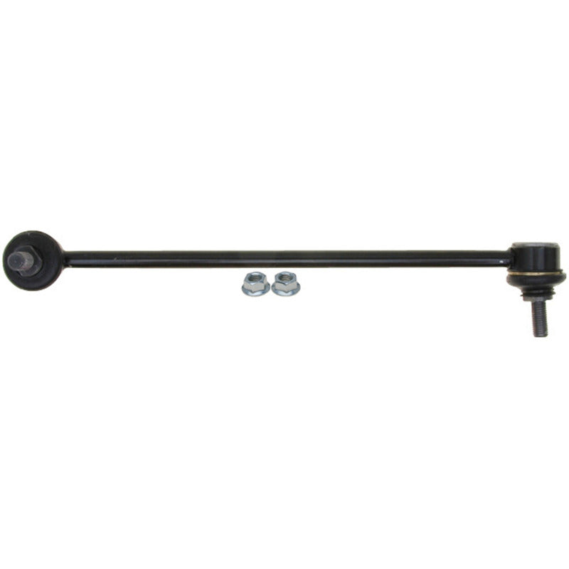 Moog Kia Rio 2006-2011 front right sway bar endlink kit showing metal linkage components with bushings and mounting hardware.