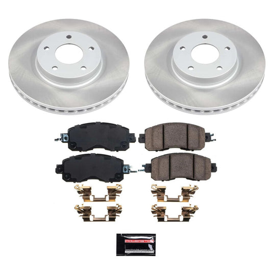 PowerStop performance front semi-coated rotor kit for Nissan Altima 2013-2023, high-quality brake components with a sleek finish.