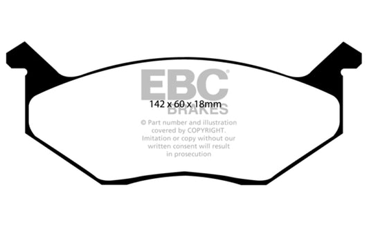 EBC Redstuff front brake pads for Chrysler Cordoba 3.7, high-performance brake pads with red friction material.
