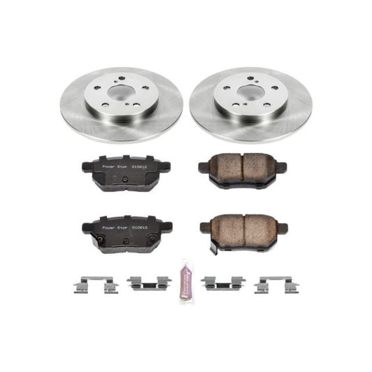 PowerStop rear OE brake kit for 2009-2010 Pontiac Vibe, includes brake rotors and pads for reliable stopping performance.