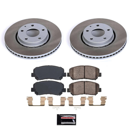 PowerStop semi-coated front brake rotor kit for Mazda CX-5 2016-2023, performance blank rotors with detailed venting and finish.