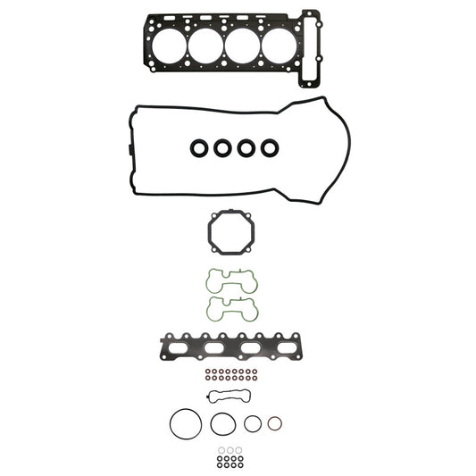 Fel-Pro Mercedes-Benz SLK230 engine cylinder head gasket set with PermaTorque design, showing gasket components and packaging.