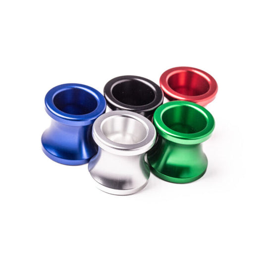Silver Vortex Racing swingarm spools for 6mm swingarms, designed for motorcycle stability and easy maintenance.