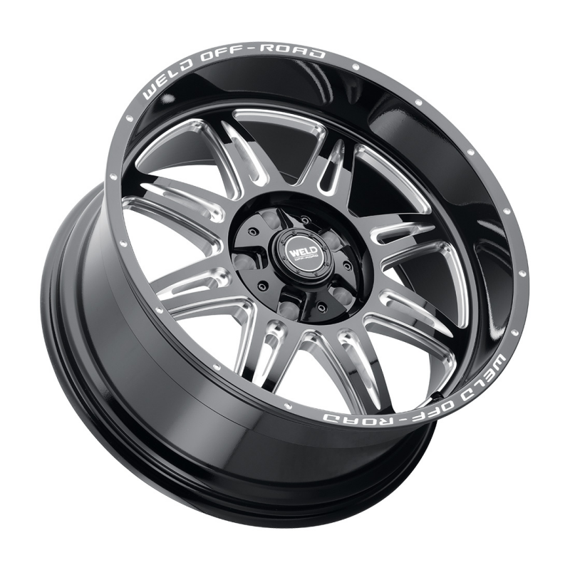Weld Cheyenne forged wheel 20x10 inches, gloss black milled finish with 5x127 bolt pattern and 87.1 HB for vehicles.