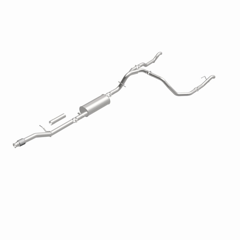 Magnaflow catback exhaust kit for Chevrolet Silverado 1500 5.3L, direct-fit replacement, shown installed on truck.