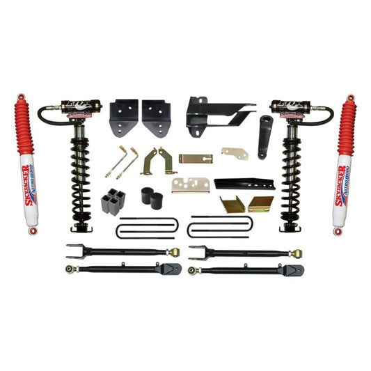 Skyjacker 6-inch coilover lift kit for 2017 Ford F-350 4WD with leaf springs, shown installed on a pickup truck.