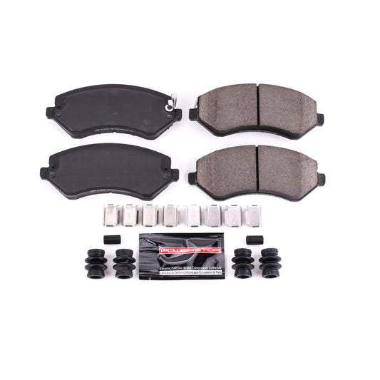 PowerStop Z23 Evolution Sport front brake pads with hardware for 2004-2007 Chrysler Town & Country, performance brake components.