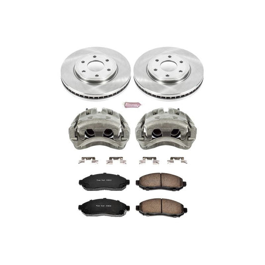 PowerStop OE brake kit with front calipers for Nissan Frontier 2005-2018, includes brake rotors and calipers for reliable stopping.