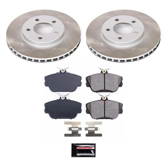 PowerStop semi-coated front brake rotor kit for 1995 Ford Taurus, performance brake components with clean, smooth surface.