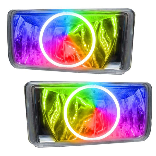 Oracle Lighting Chevrolet Silverado fog lights with ColorSHIFT pre-assembled for 2007-2015 models, showcasing bright, customizable illumination.