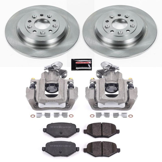 PowerStop rear Autospecialty brake kit with calipers for 2009 Ford Flex, including brake rotors and hardware.