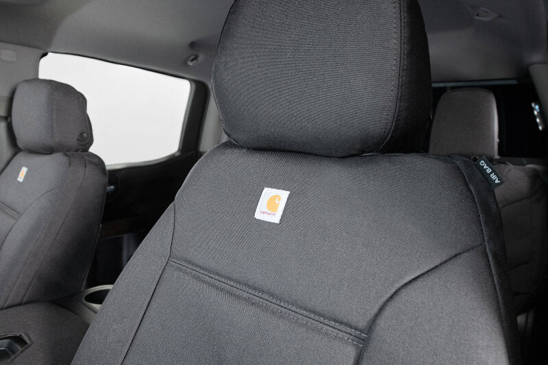 Covercraft Carhartt Super Dux seat cover for Dodge Ram front row, fitted precision-fit upholstery with durable design.