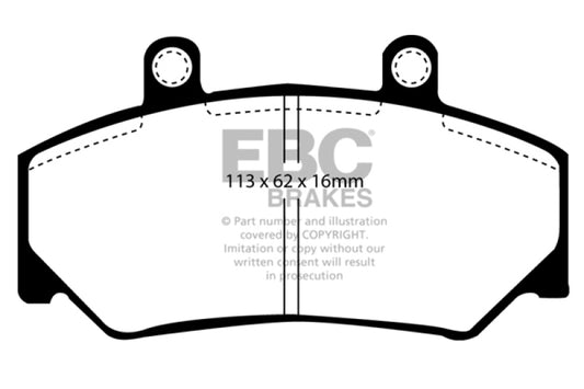 EBC Greenstuff front brake pads for Volvo 740 2.1 (1985-1993) Bendix, high-performance automotive brake pads.