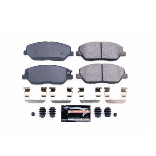 PowerStop Z23 Evolution Sport brake pads with hardware for Kia Borrego front, high-performance brake replacement.
