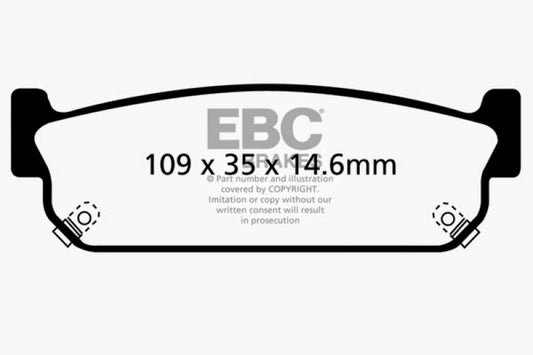 EBC Ultimax2 rear brake pads for Infiniti J30 1993-1997, OE type, showing the brake pad set with metal backing plates.