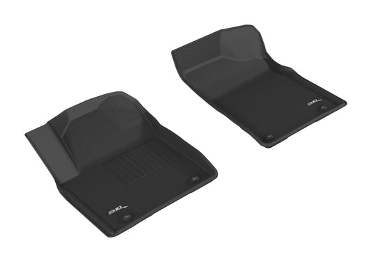 Black 3D MAXpider Kagu rubber floor mat for the first row of 2017-2020 Nissan Armada, featuring textured surface and custom fit.
