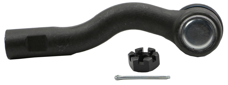 Moog front left outer tie rod for 2013-2019 Subaru BRZ, showing the metal rod with rubber boot and connection ends.