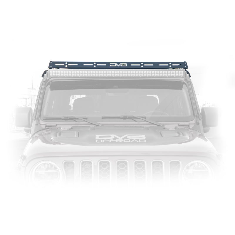DV8 Offroad roof rack for Jeep Wrangler JK, JL, Gladiator JT, installed on vehicle roof, durable off-road design for outdoor gear storage