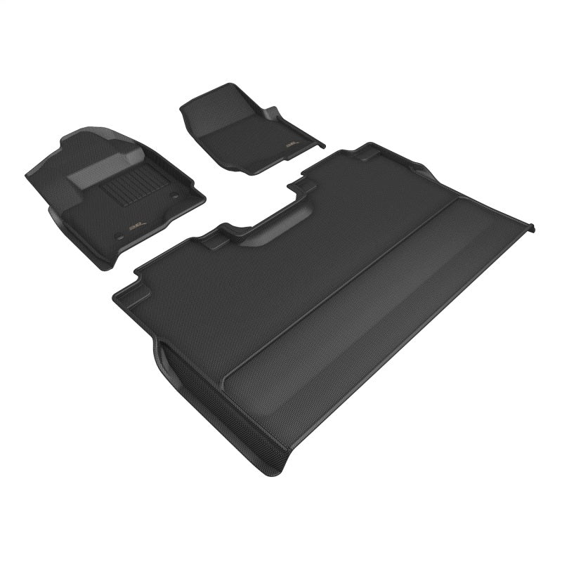 3D MAXpider black rubber floor mats for Ford F-250/F-350/F-450/F-550 Supercrew trucks, full set with textured surface.