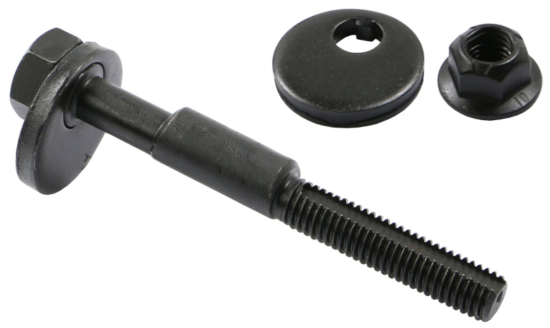 Moog Buick LaCrosse rear toe adjuster for suspension and alignment, showing the metal component with precise machining.