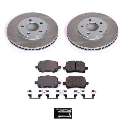 PowerStop front semi-coated brake rotor kit for Chevrolet HHR 2008-2011, performance blank brake rotors with detailed surface finish.