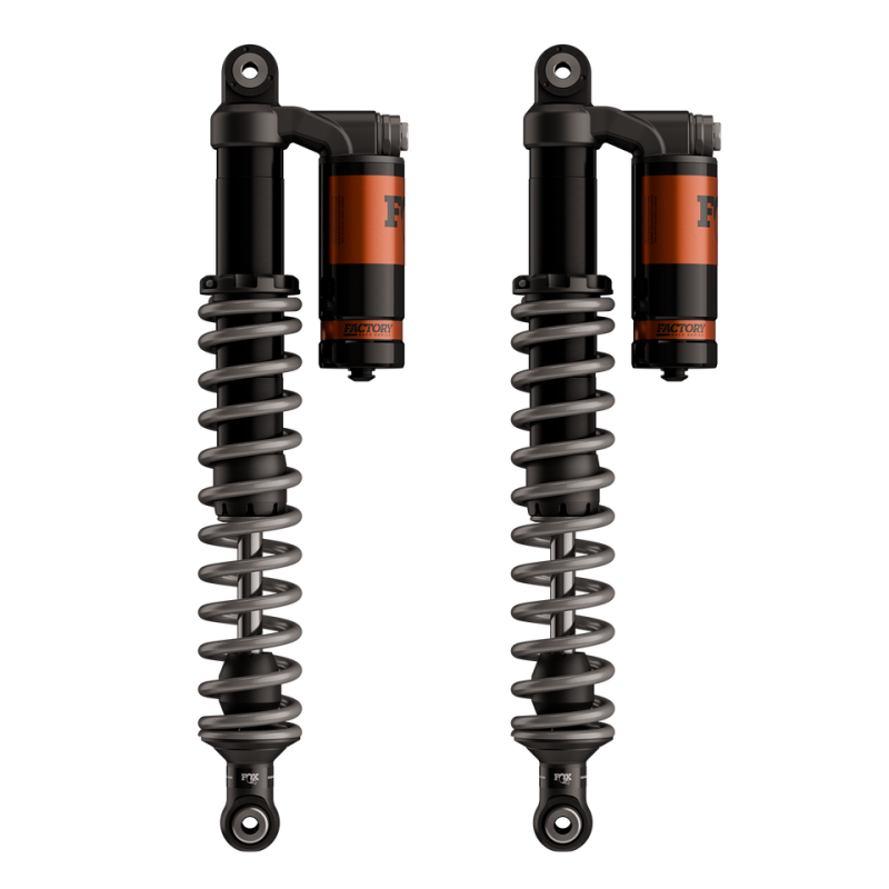Pair of FOX Powersports Can-Am Outlander Factory Series 1.5 Podium RC2 rear shocks with adjustable features, designed for off-road vehicles.