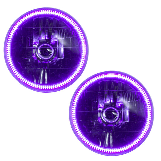 Oracle Lighting LED Halo Headlights for Jeep Wrangler TJ, UV purple pre-assembled headlights with halo rings and clear lens.
