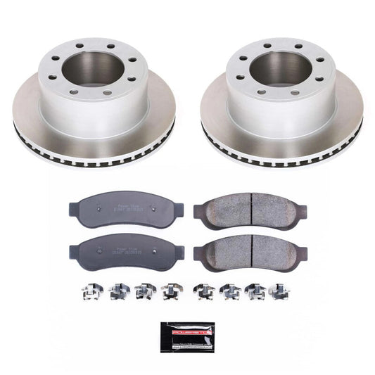 PowerStop rear semi-coated brake rotor kit for 2007-2010 Ford F-350 Super Duty, performance brake replacement, close-up of rotor surface