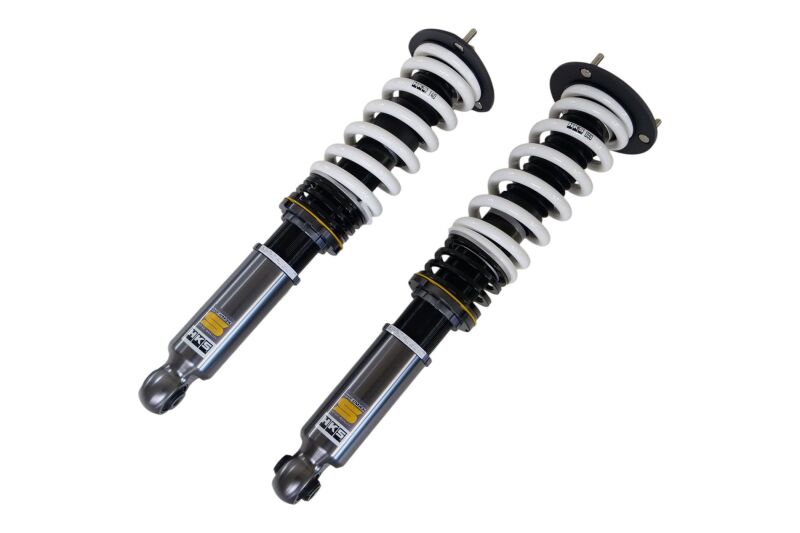 HKS HIPERMAX S coilover suspension kit installed on a JZX100, showcasing adjustable shock absorbers and sporty ride setup.
