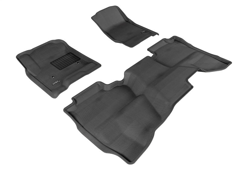 3D MAXpider black rubber floor mats for GMC Sierra 1500 and HD models, full set with custom fit and textured surface.