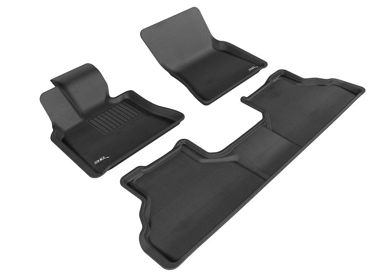 Black rubber 3D MAXpider floor mats set for BMW X6 (2008-2014), featuring durable, custom-fit protection for vehicle floors.