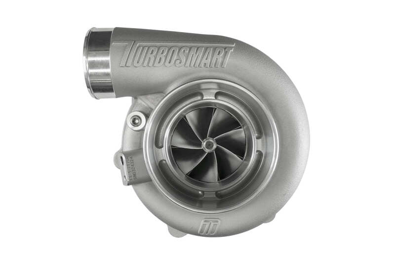 Turbosmart 7170 V-Band 1.07AR externally wastegated reverse rotation TS-1 turbocharger with V-band connection and metal turbine housing.