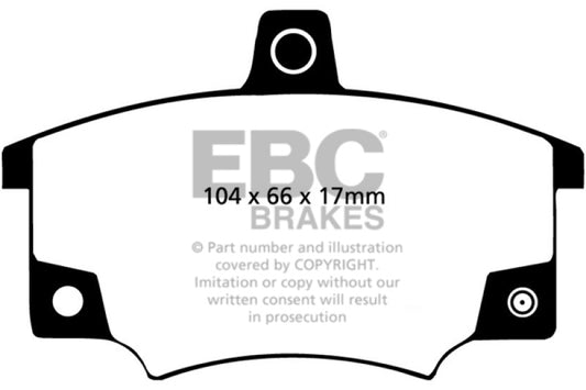 EBC Greenstuff front brake pads for Fiat 124 Spider 2, performance brake pads with green friction material, visible in image.