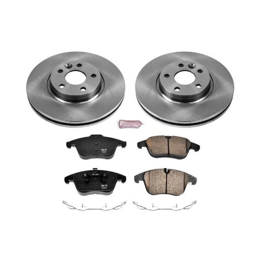 PowerStop OE brake kit for 2011-2014 Volvo S60 front brake system with rotors and pads.