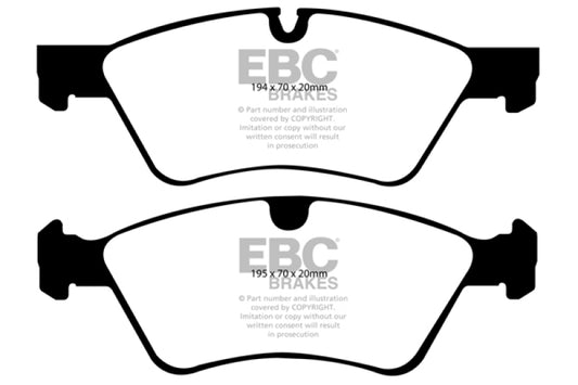 EBC Greenstuff front brake pads for Mercedes-Benz R-Class R320 3.0 TD, performance brake pads with green friction material