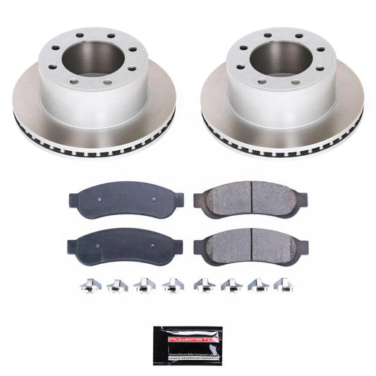 PowerStop rear semi-coated rotor kit for 2010-2012 Ford F-350 Super Duty, performance brake rotor set with vented design