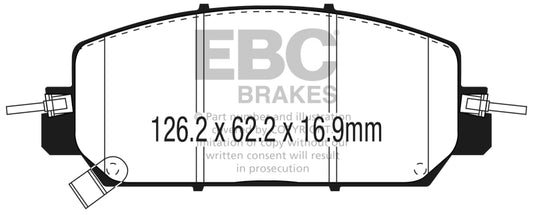 EBC Ultimax2 front brake pads for 2017+ Honda CR-V 1.5L Turbo, OE style, showing the brake pad set with black friction material