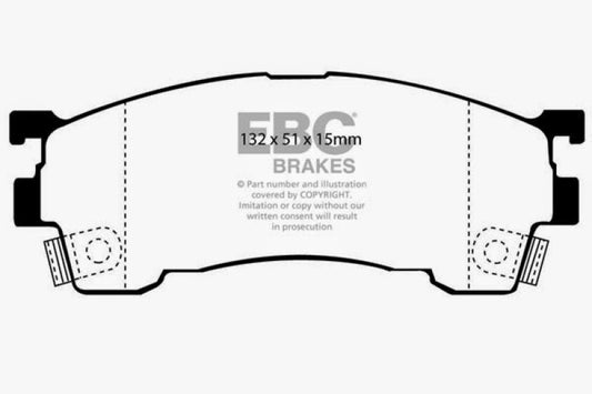 EBC greenstuff front brake pads for 1993-1997 Ford Probe 2.0 16v, performance brake pad set with green friction material