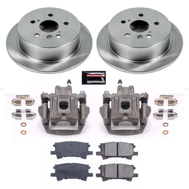 PowerStop OE rear brake kit with calipers for Lexus RX330 2004-2006, showing brake rotors and caliper components.
