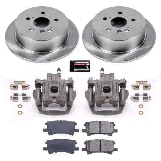 PowerStop OE rear brake kit with calipers for Lexus RX330 2004-2006, showing brake rotors and caliper components.