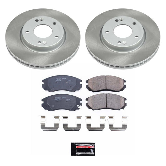 PowerStop front semi-coated rotor kit for 2004-2006 Hyundai Tiburon, performance brake kit with drilled and slotted rotors